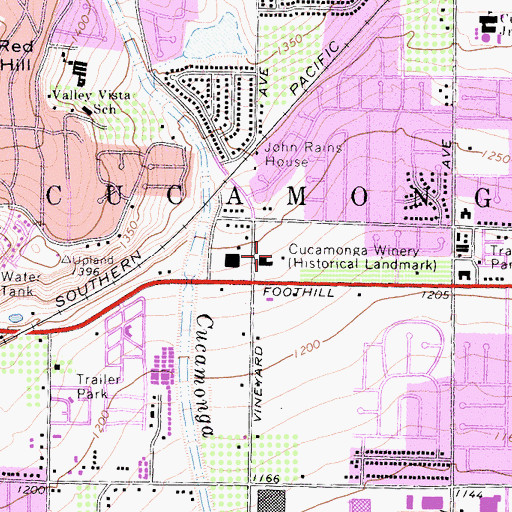 Topographic Map of Orchard Plaza Shopping Center, CA
