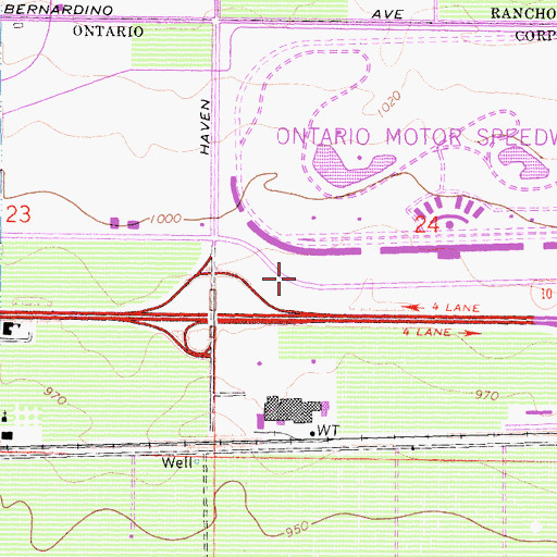 Topographic Map of Plaza Continental Shopping Center, CA