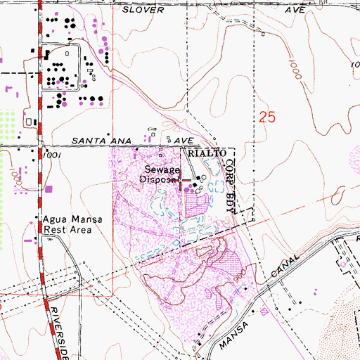 Topographic Map of Rialto Wastewater Treatment Plant, CA