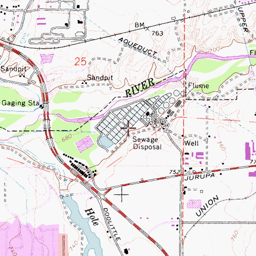 Topographic Map of Riverside Water Quality Control Plant, CA