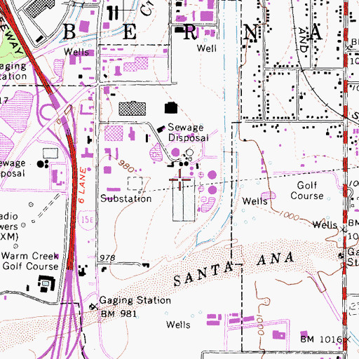 Topographic Map of San Bernardino City Sewage Treatment Plant, CA