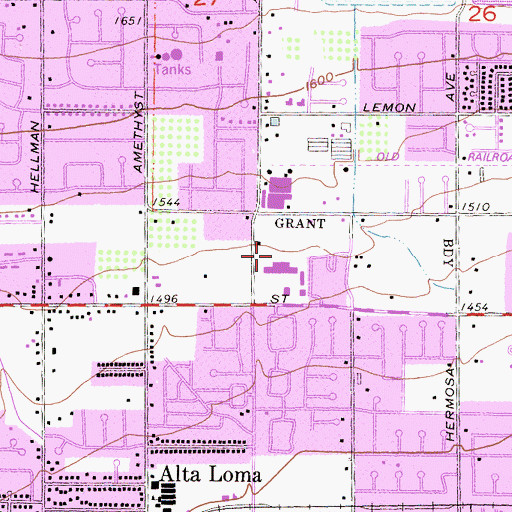 Topographic Map of Stater Brothers Plaza Shopping Center, CA