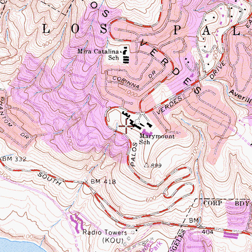 Topographic Map of Marymount College, CA