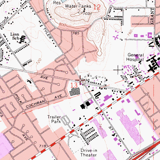 Topographic Map of Arlington Post Office, CA