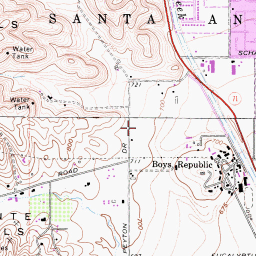 Topographic Map of Chino Hills Post Office, CA