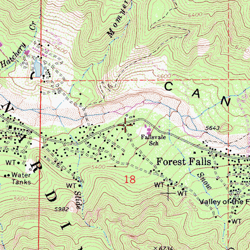 Topographic Map of Forest Falls Post Office, CA