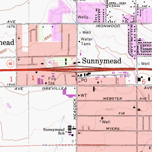Topographic Map of Postal Avenue Station Post Office, CA