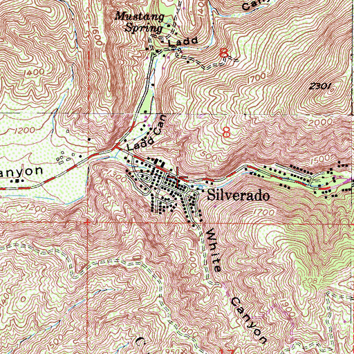 Topographic Map of Silverado Post Office, CA