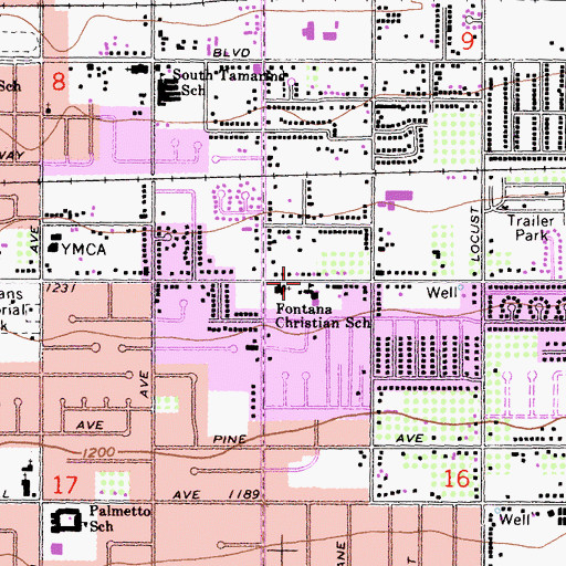 Topographic Map of Agape Christian Academy, CA