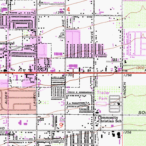 Topographic Map of Agape Christian School, CA