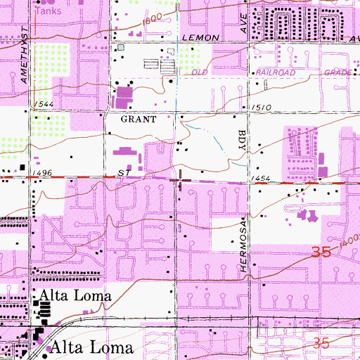Topographic Map of Alta Loma Christian School, CA
