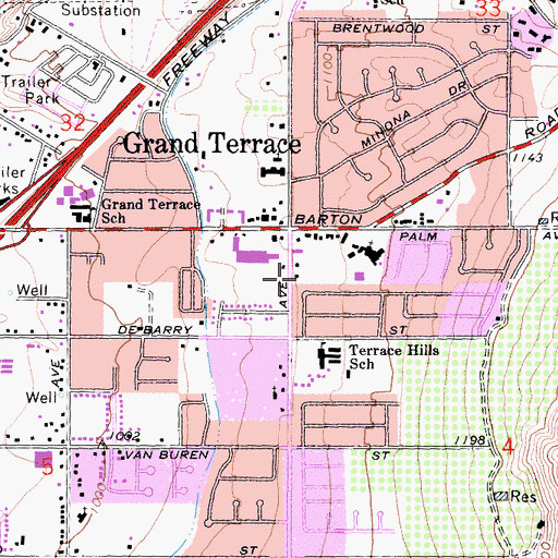 Topographic Map of Azure Hills Adventist Elementary School, CA