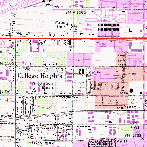 Topographic Map of Cabrillo Elementary School, CA