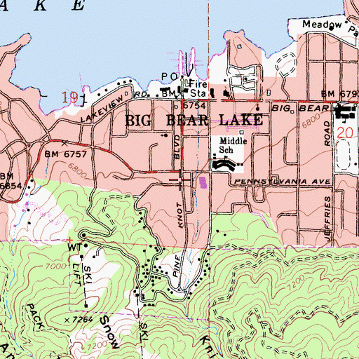 Topographic Map of Calvary Chapel Big Bear Christian School, CA