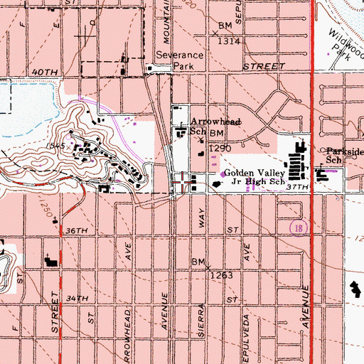 Topographic Map of Calvary Christian School, CA