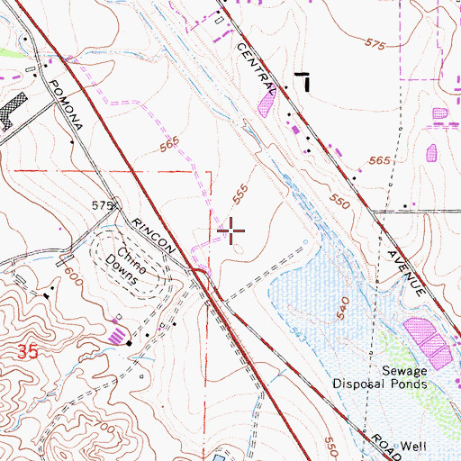 Topographic Map of Chino Hills High School, CA