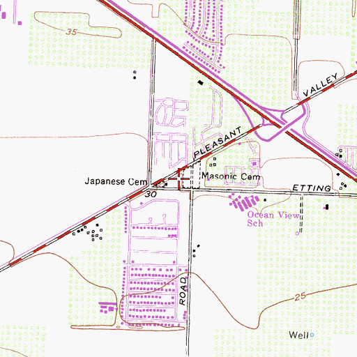 Topographic Map of Masonic Cemetery, CA
