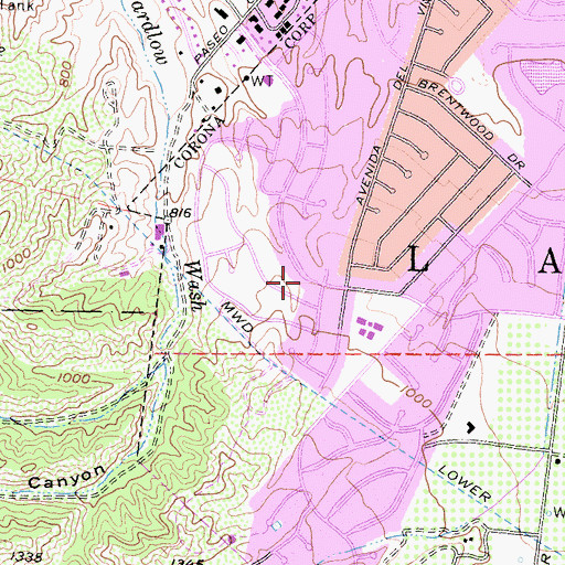 Topographic Map of Corona Christian School, CA