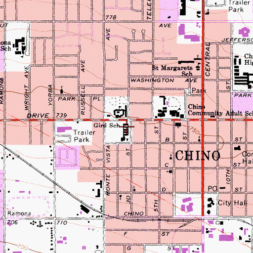 Topographic Map of Countrywood School, CA