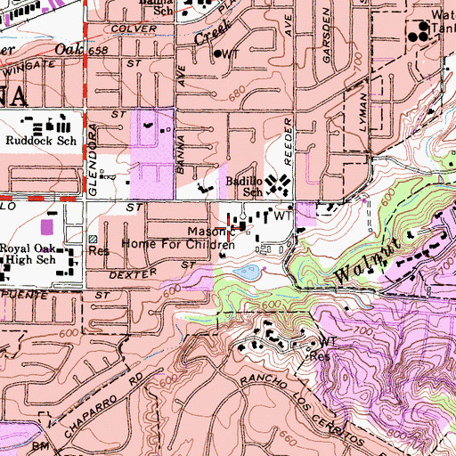 Topographic Map of Masonic Home for Children, CA