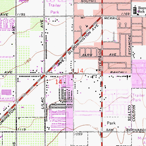 Topographic Map of Doctor John H Milor High School, CA