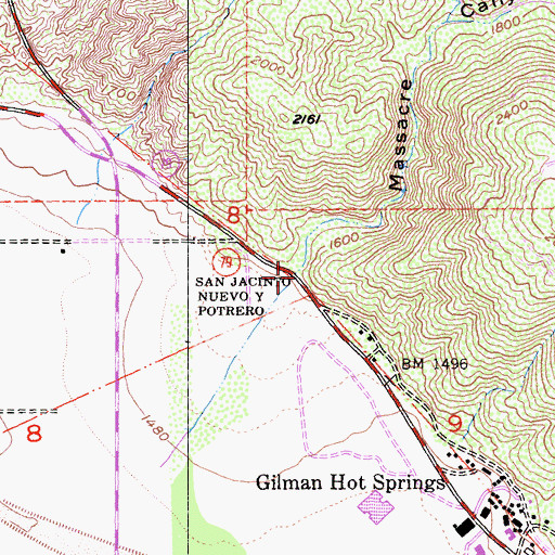 Topographic Map of Massacre Canyon, CA