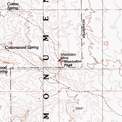 Topographic Map of Mastodon Mine, CA