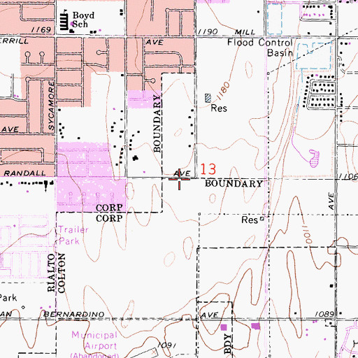 Topographic Map of Georgia F Morris Elementary School, CA