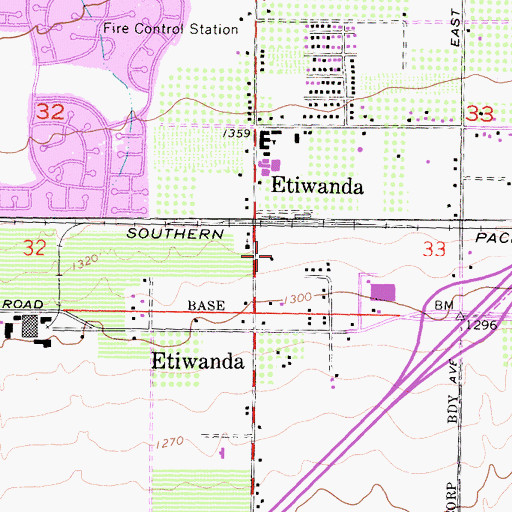 Topographic Map of Grapeland Elementary School, CA
