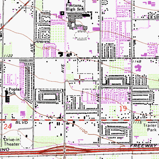 Topographic Map of Harry S Truman Middle School, CA