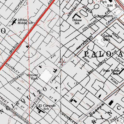 Topographic Map of Matadero Canal, CA