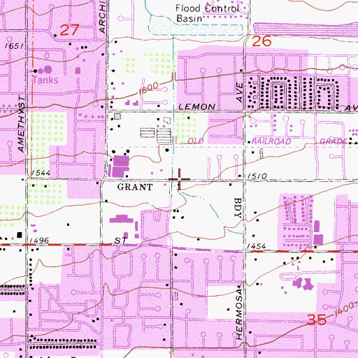 Topographic Map of Highland Avenue Christian School, CA