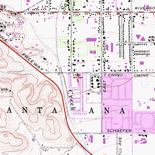 Topographic Map of Hillview Acres School, CA