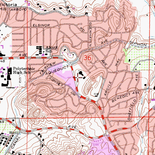 Topographic Map of Immanuel Lutheran Elementary School, CA