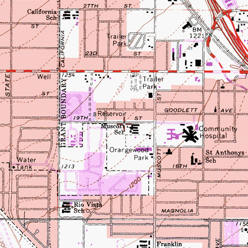Topographic Map of Inghram Elementary School, CA