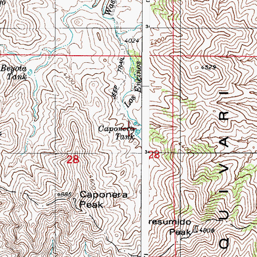 Topographic Map of Caponera Tank, AZ