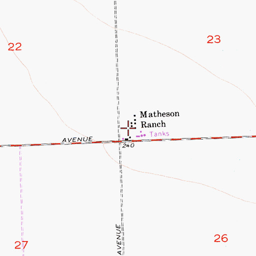 Topographic Map of Matheson Ranch, CA
