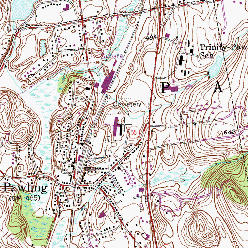 Topographic Map of Pawling Elementary School, NY