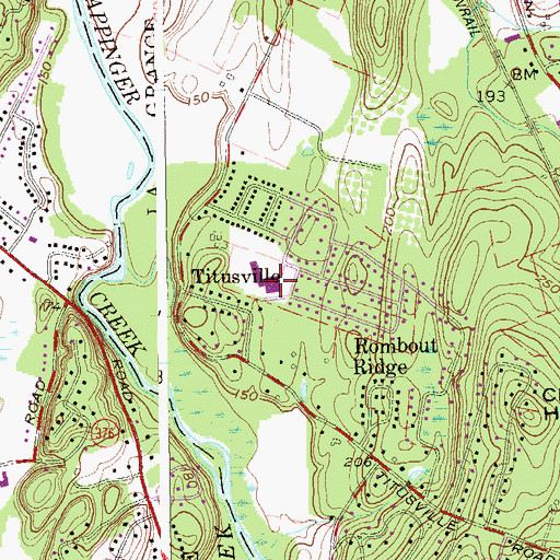 Topographic Map of Titusville Intermediate School, NY