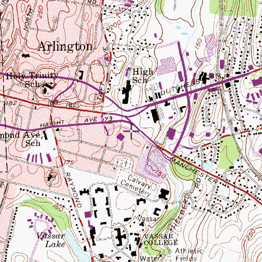 Topographic Map of Arlington Middle School, NY