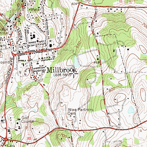 Topographic Map of Millbrook High School, NY