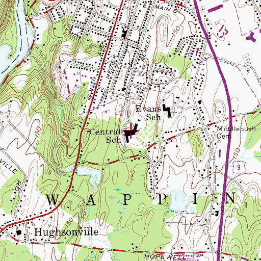 Topographic Map of Wappingers Falls Junior High School, NY