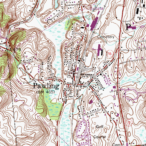 Topographic Map of Pawling Free Library, NY