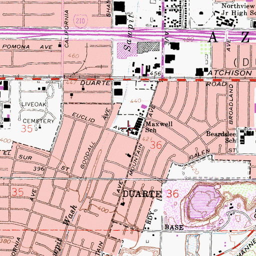 Topographic Map of Maxwell Elementary School, CA