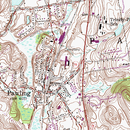 Topographic Map of Saint John's Cemetery, NY