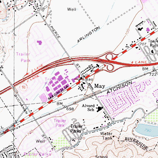 Topographic Map of May, CA