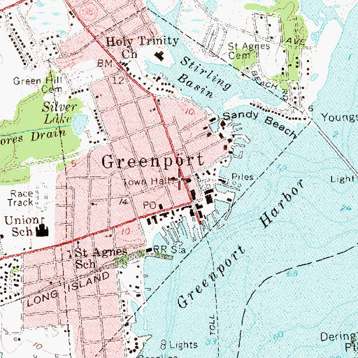 Topographic Map of Greenport Village Hall, NY