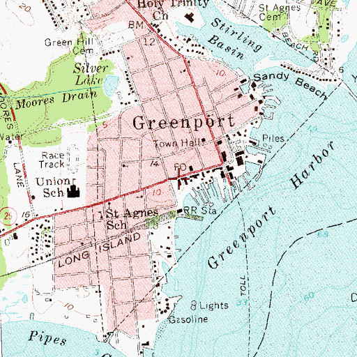 Topographic Map of Greenport Theatre, NY