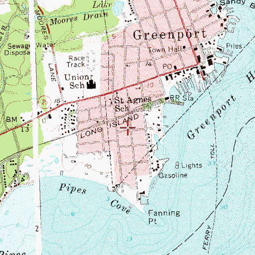 Topographic Map of Greenport Fire Station, NY