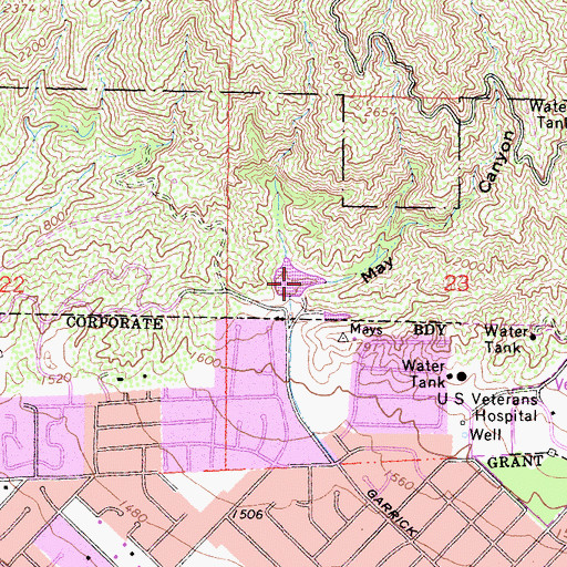 Topographic Map of May Canyon, CA